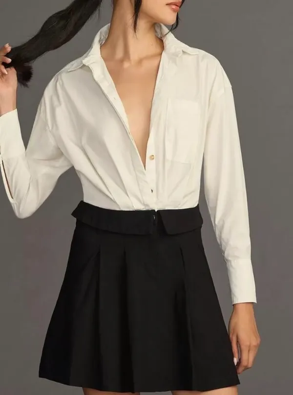 Anthropologie Twofer Buttondown Shirt Dress, Size M - Image 6