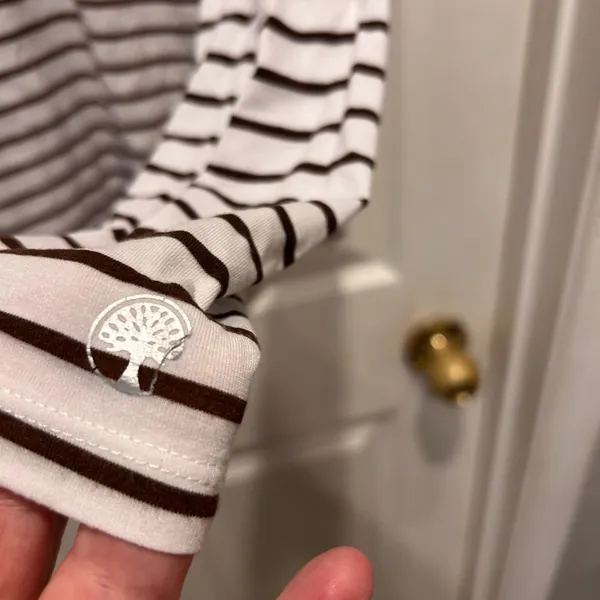 Healing‎ Hands Women White Brown Stripe Long Sleeve Top Shirt Size L Healthcare - Image 6