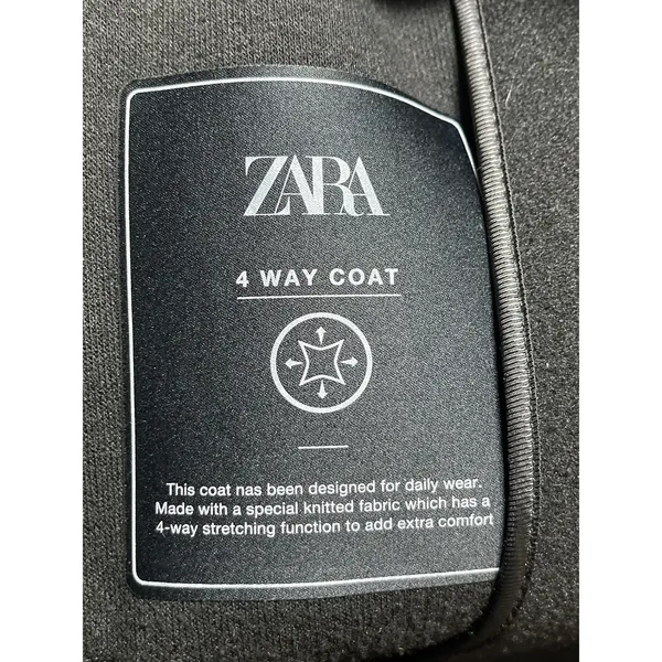 Zara Women's Black Long Sleeve Collared Longline 4 Way Trench Coat Jacket Size M - Image 5