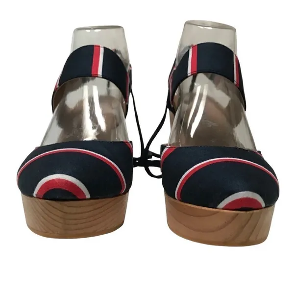 ‎Free People Monaco Boho navy striped wrap clog 39/9 - Image 6