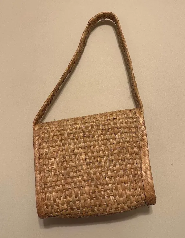 Woven Rattan Envelope Shoulder Bag Tan - Image 5