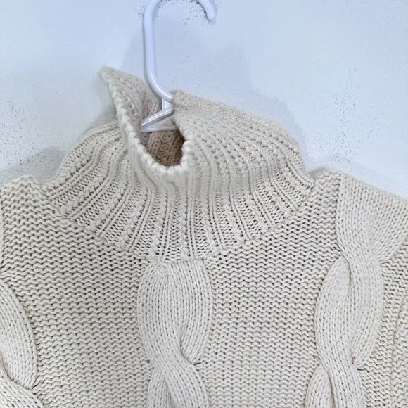 Chunky Cable Knit Cream Fisherman Turtleneck Classic Sweater Rory Gilmore Cozy - Image 5