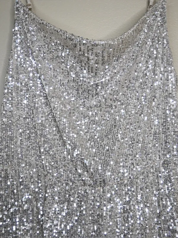 SO Women's XL Cowl Neck Spaghetti Strap House Party Sequin Dress NEW - Image 6