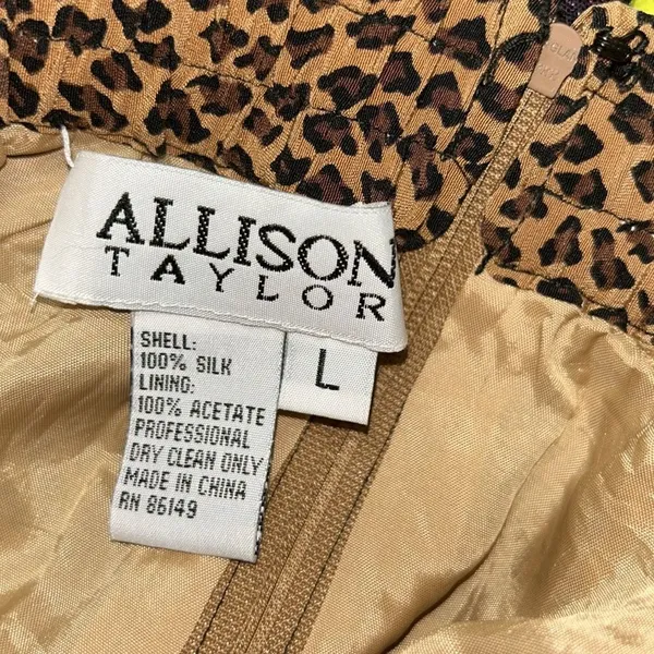 Allison Taylor Print Mini Leopard Print Silk Skirt(Size Large) - Image 5