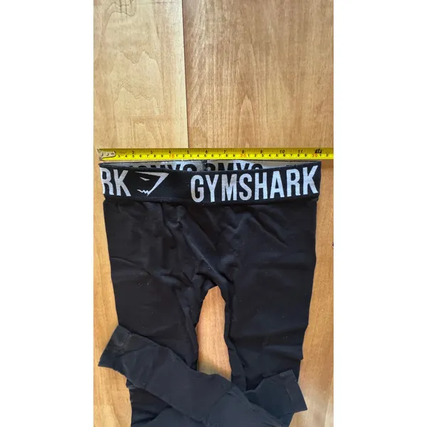 Gymshark Flex Seamless Leggings Black‎ Gray Logo Waistband Mid Rise Womens Small - Image 3