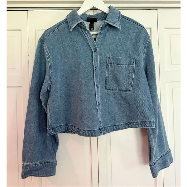 Future Collective NWT blue oversized cropped button down small - Image 2