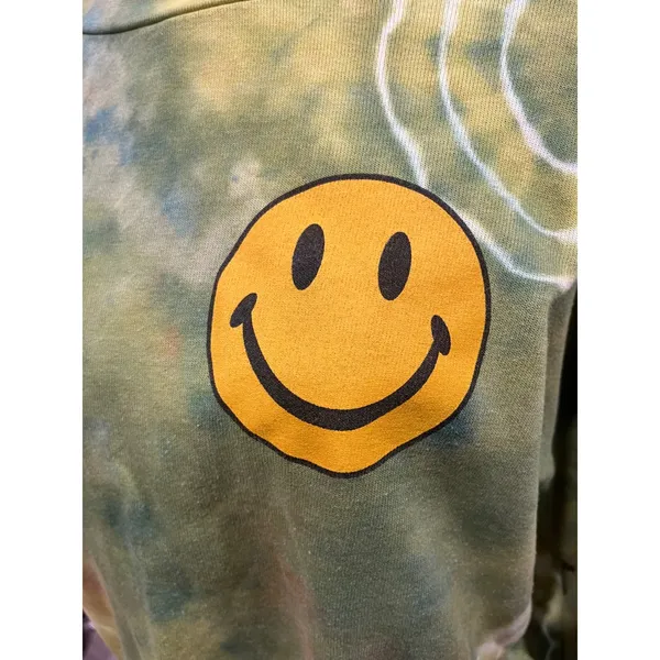 Aviator Nation Green Tie Dye Smiley Face Sweatshirt XS Made in USA Pullover - Image 3