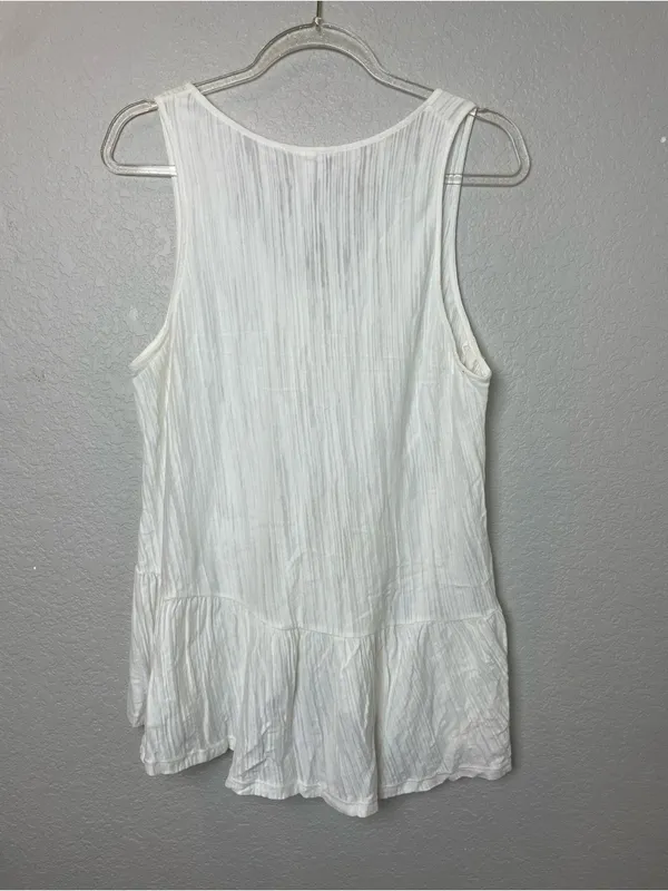 H&M White V-Neck Sleeveless Textured Peplum Tank Size L - Image 6