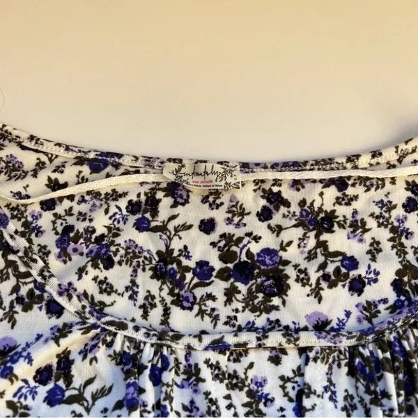 Free People Kaya Bodysuit Ivory Purple Floral Keyhole Size Small NWT - Image 3