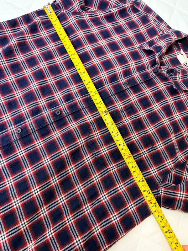 H&M LOGG Plaid Flannel Shirt Womens 6 Red Blue Buffalo Check Grunge Casual Top - Image 6