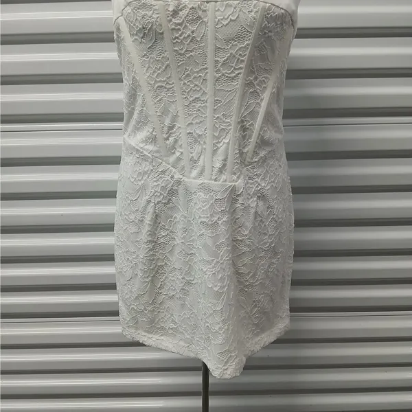 Princess Polly Brea Strapless Mini Dress Size 12 White Embroidered Lace Party - Image 7
