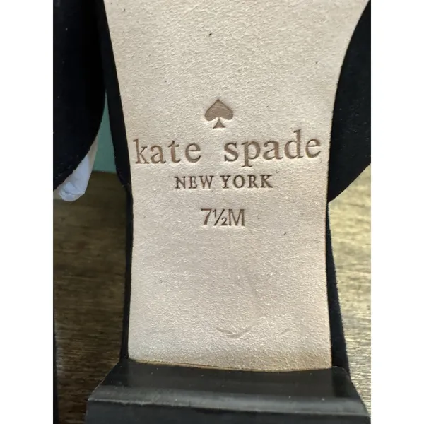 Kate Spade BLACK Women's Fayrn Point Toe Mules‎ Size US 7.5 M Suede Ruffle - Image 9