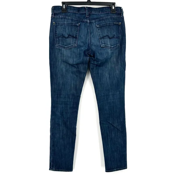 7 For All Mankind Size 29 Gwenevere Blue Denim Pants Jeans‎ Skinny Leg Darker - Image 2
