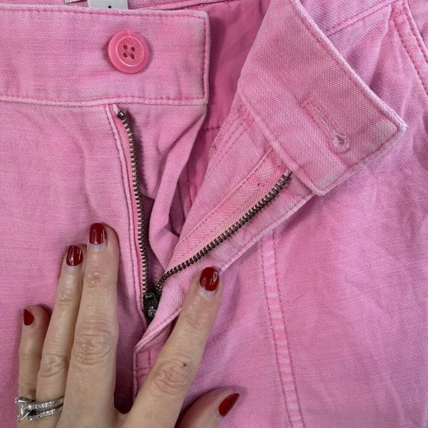 J. Crew Sz 4 Garment Dyed Foundry Pants Straight Leg Cotton Pink AP392 Woman's‎ - Image 6