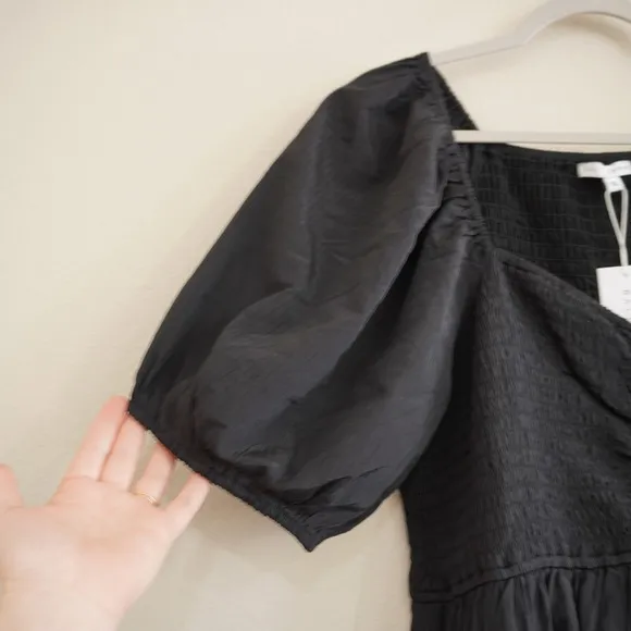 Baltic Born 1X Stefania Midi‎ Dress Black Smocked Puff Sleeve Wedding Guest NEW - Image 10