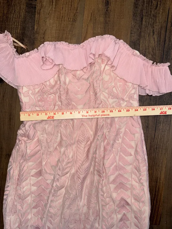 Selfie Leslie Blush Pink Off-Shoulder Ruffle High-Low Dress - Image 13
