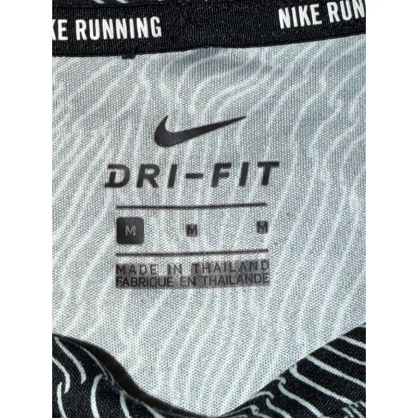 Nike Womens Dri-FIT Running Shirt Black White Wavy Graphic Tee Medium - Image 4