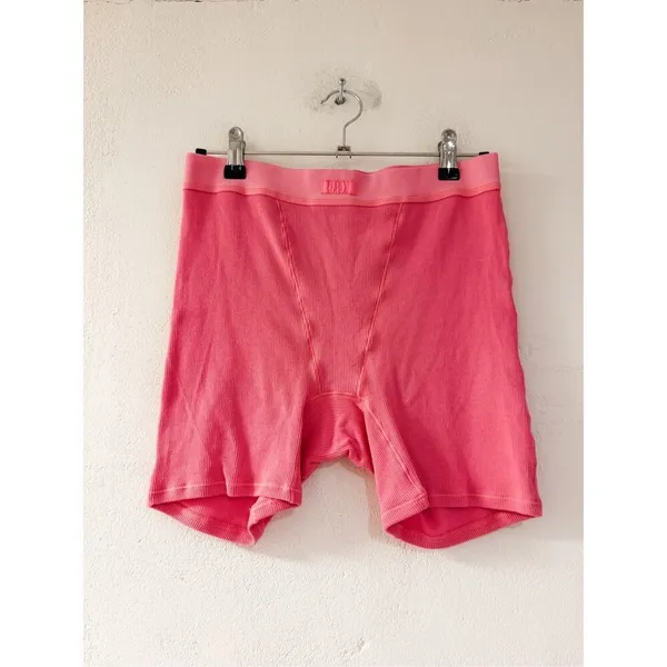 Skims Cotton Rib Boxer Shorts in Sugar Pink Medium - Image 2