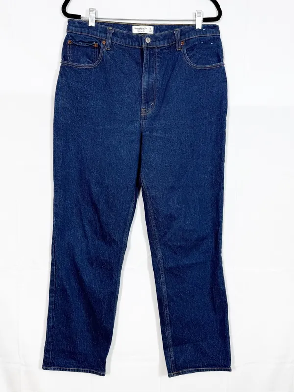 Abercrombie & Fitch Ultra High Rise 90s Straight Jean Dark Wash Blue - Image 3