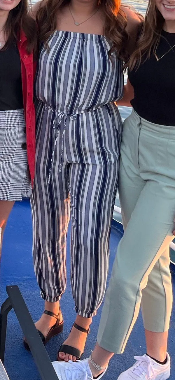 Blue And White Striped Jumpsuit Size M - Image 5