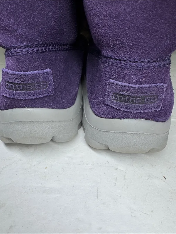 Skechers on-the-go Purple leather Suede Plush-Lined Winter Boots 8.5 slip on - Image 7
