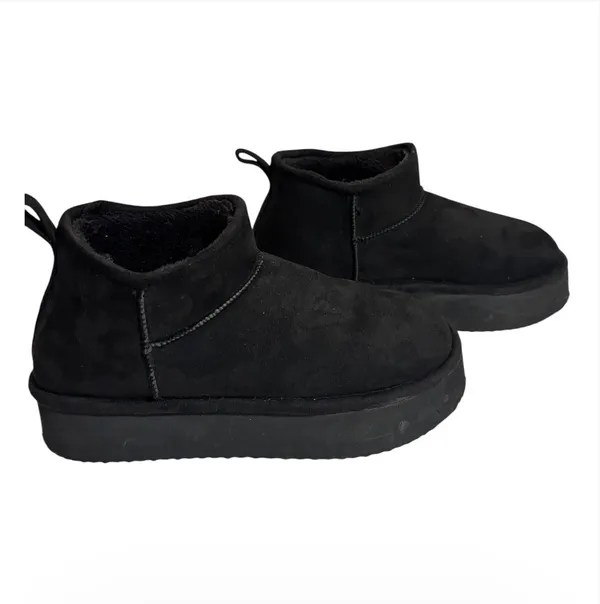 Madden Girl Black Faux Suede Faux-Fur Slip-On Ankle Boots - Image 4