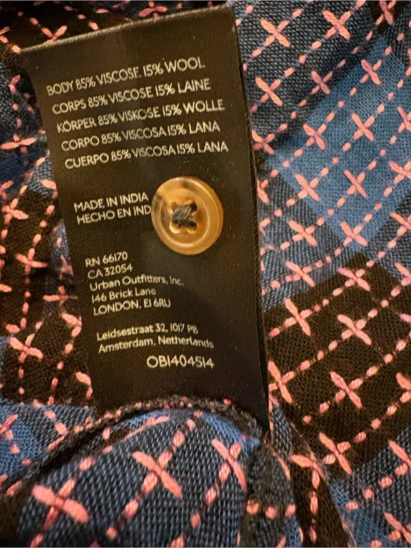 Anthropologie Pilcro Button Up Womens XS Blue Embroidered Plaid Crew Neck Blouse - Image 9