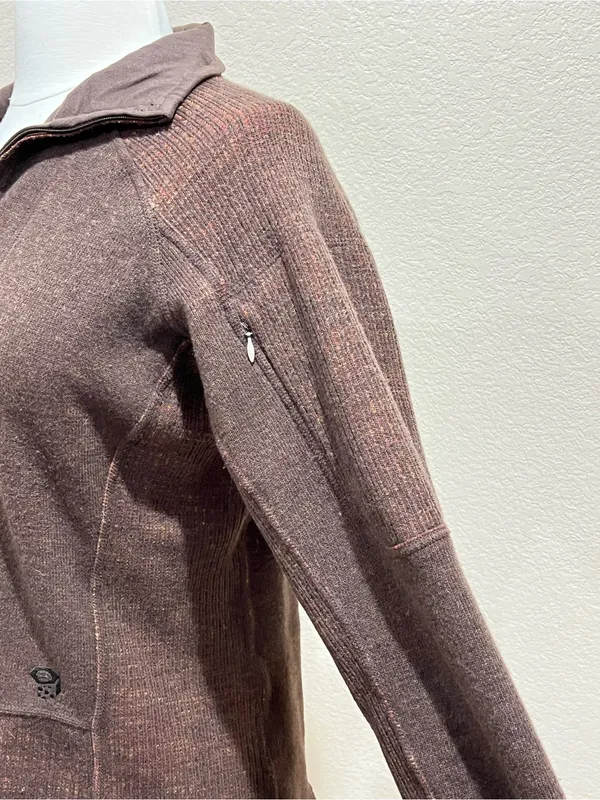 Mountain Hardwear Brown Sarafin Full Zip Wool Blend Sweater Jacket Size Medium - Image 3