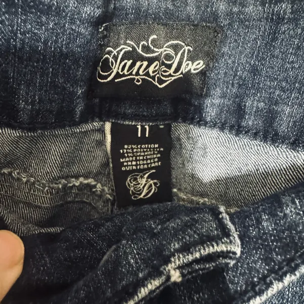 Jane Doe Womens Jr Size 11 Flare Bootcut Denim Jeans tiny front pockets Y2K - Image 4