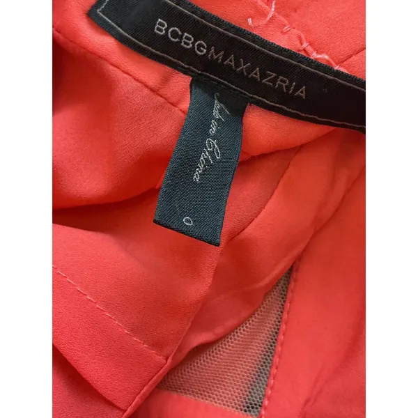 BCBGMAXAZRIA Women Coral‎ Deep V-Neck Cutout Sleeveless Maxi Gown Dress Size 0 - Image 6