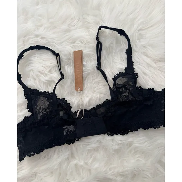 Skims Stretch Lace Unlined Scoop Bra Soot Size 36A - Image 6