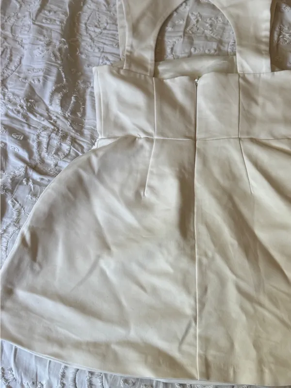 Showpo Cream Mini Dress with Structured Bodice - Image 3