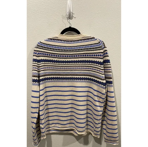 Fair Isle Nordic Blue Black Wool Sweater - Image 3