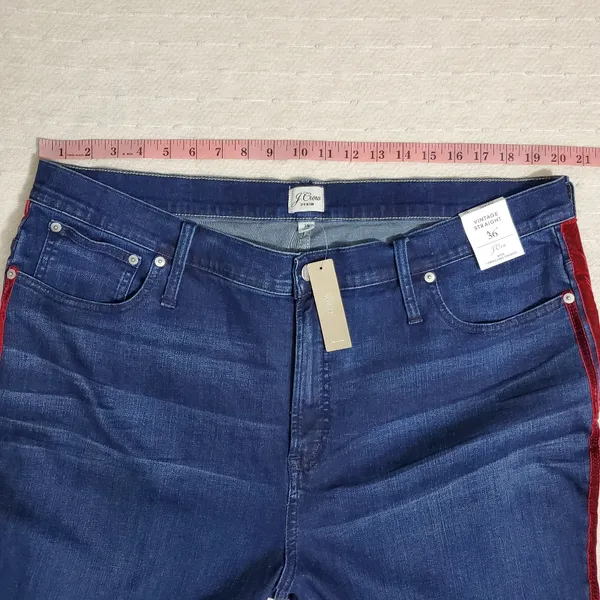J‎ Crew Vintage Straight Leg Jeans With Velvet Stripe Denim 36 Women - Image 3