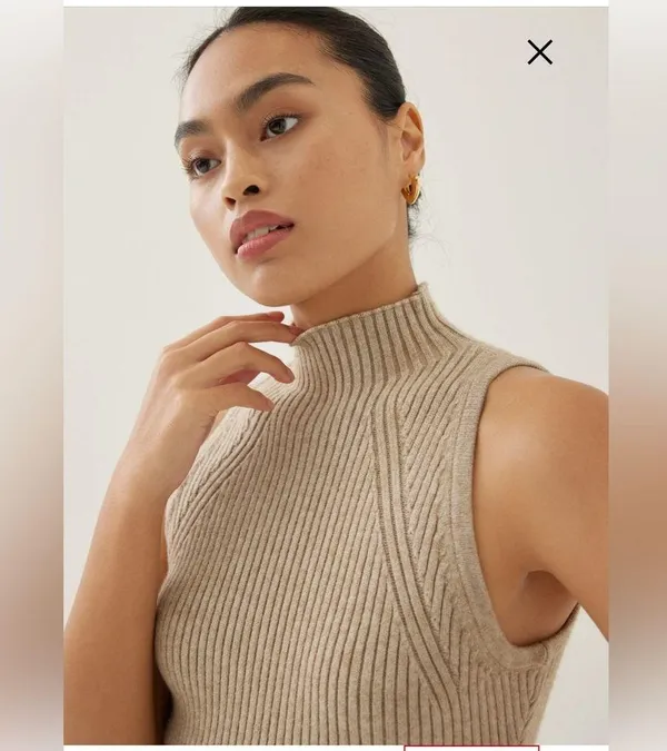 New with tags by Love Bonito Katrin Turtleneck Midi Dress Sleeveless Tan Knit - Image 2