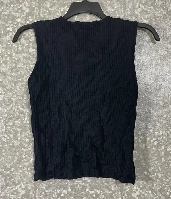 Carducci Black Ribbed Sleeveless Shell Top - Size Large - Cable Knit Accent - Image 5