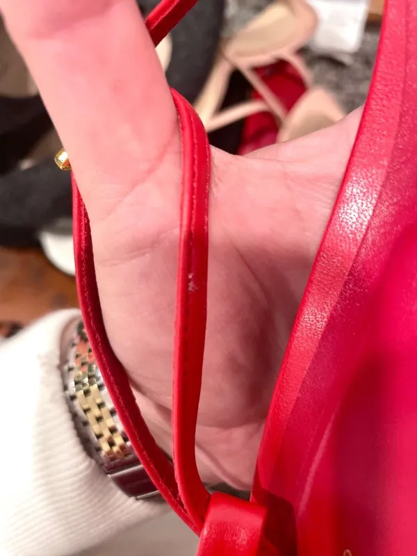 Zara Red Faux Leather Red Strappy Heeled Sandals Size 36 - Image 12