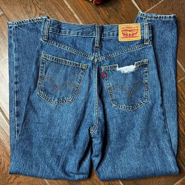 Levi's High Waisted Distressed Mom Denim Jeans - Image 4