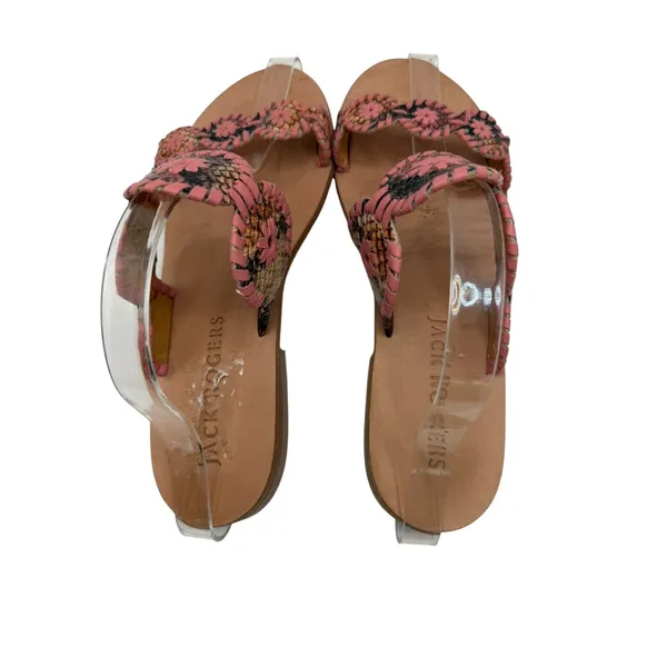 Jack Rogers Lauren Snake Embossed Sandals Women 8 Pink Snakeskin Leather Slip On - Image 7