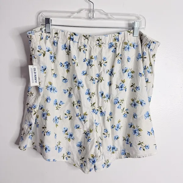 NWT Old Navy High-Waisted Linen-Blend Mini Skort White Blue XL Cottagecore‎ - Image 3