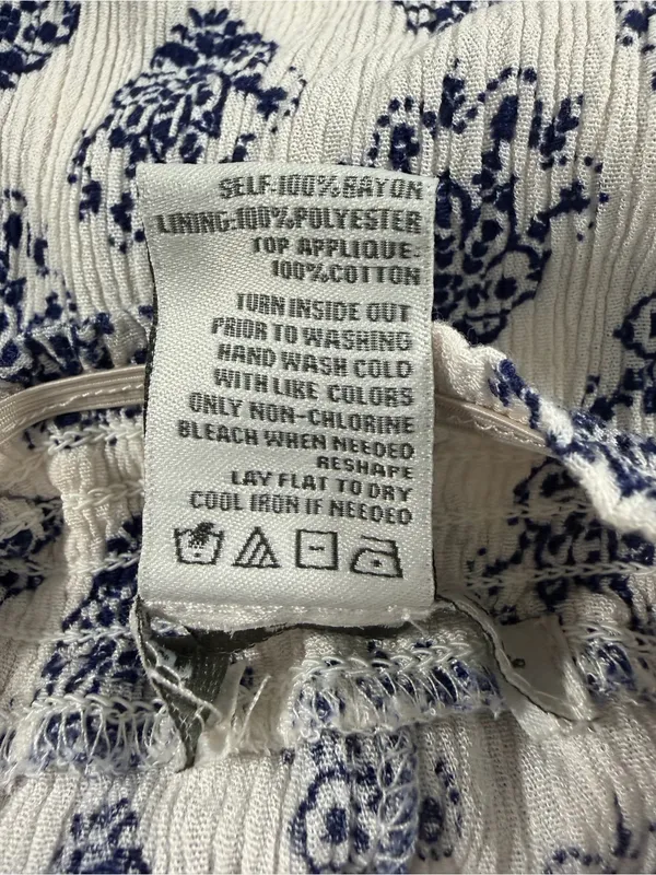 American Rag Cie XL Boho Crochet Floral Maxi Dress Blue Ivory Festival - Image 6