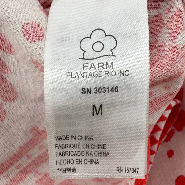 FARM Rio Jungle Flow Linen Toucan Pineapple Mini Dress M Red Boho Resort Wear - Image 12