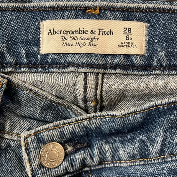 Abercrombie & Fitch The 90’s Straight Ultra High Rise Criss Cross Jeans 28/6R - Image 7