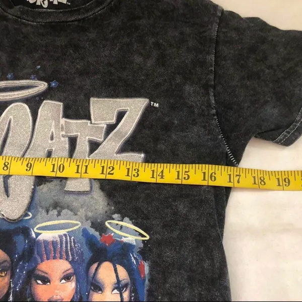 Bratz Y2K 2000s Style Concert Vibe Graphic Baby Tee T-shirt Top Grunge Streetwear Emo Goth Short Sleeve Faded Acid Wash 100% Cotton Sz S - Measurement in pics - Image 5