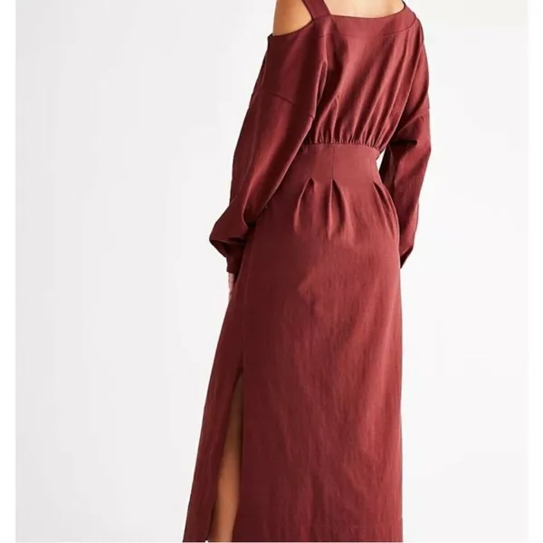 Free People Beach Ibiza Midi Dress‎ Cold Shoulder Long Sleeve Womens Size S - Image 3