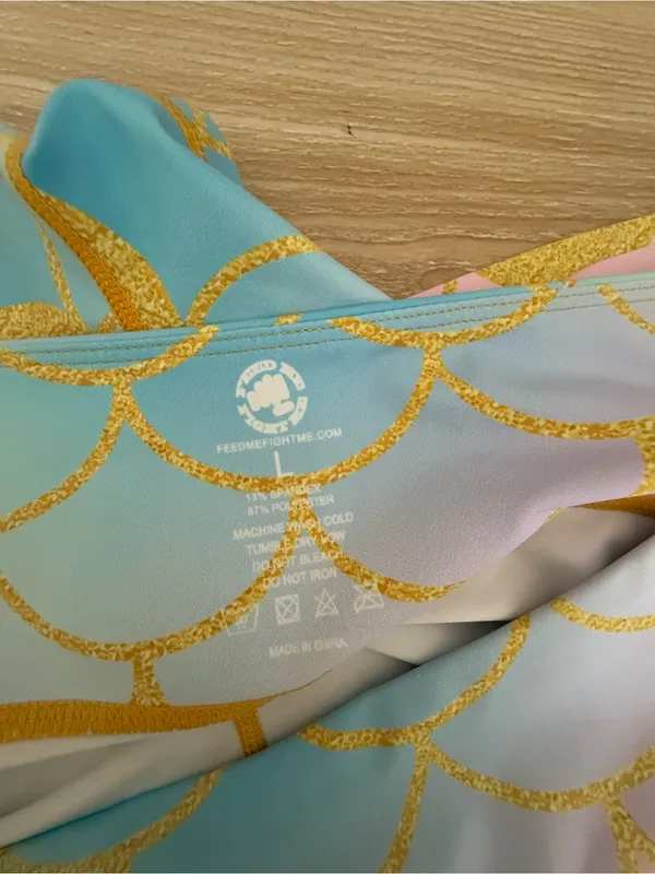 Feed Me Fight Me Large Mermaid Bike Shorts Pastel Colorful Active Workout - Image 6