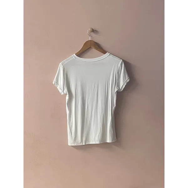 Classic White Round Neck Modal Blend T-Shirt Size S EUC - Image 2