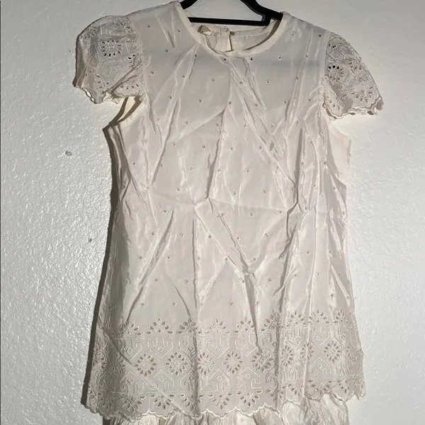 Vintage 80’s Bone White‎ Lace Dress Sise S/M - Image 4