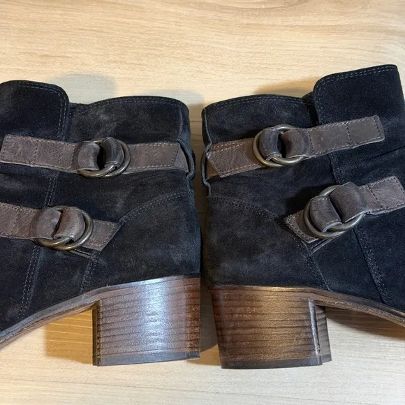 Paul Green Black Suede Size 7 Double Buckle Ankle‎ Boots Newbury 08327 Booties - Image 6