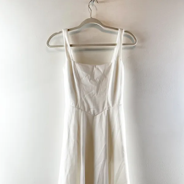 Halara Sleeveless Square Neck Side Pocket Corset Maxi Dress Frost White Small - Image 7